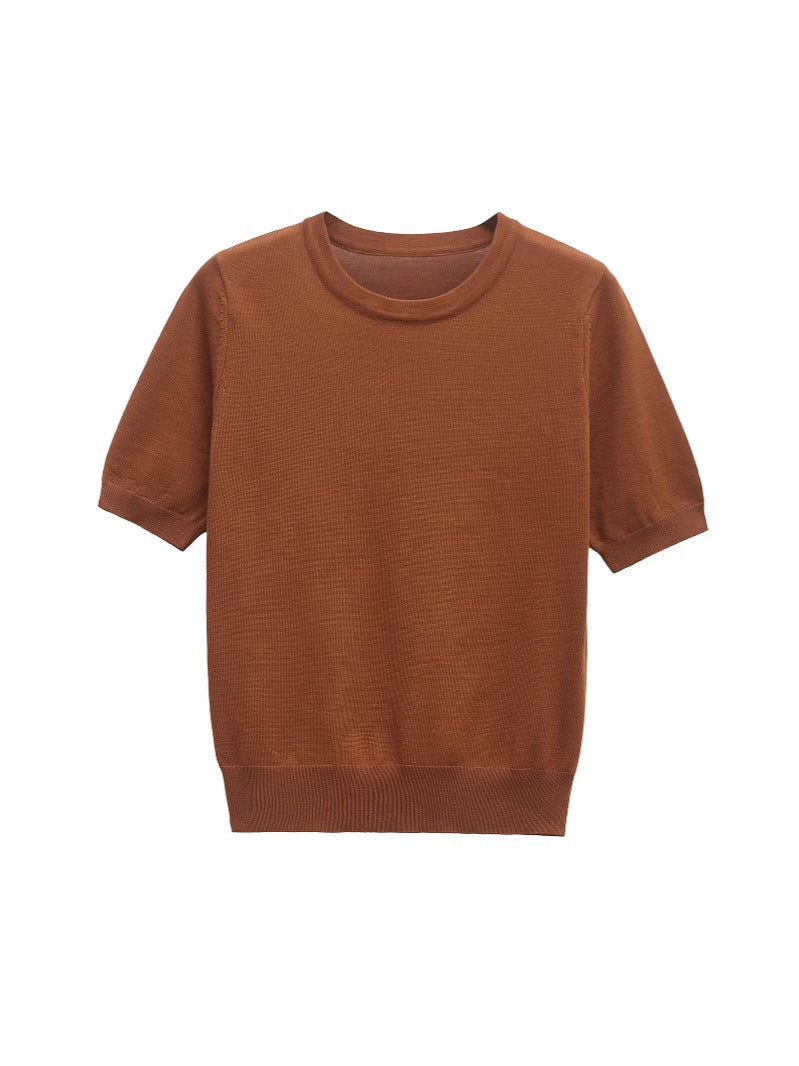 Damen Kurzarm Stricktop Drune