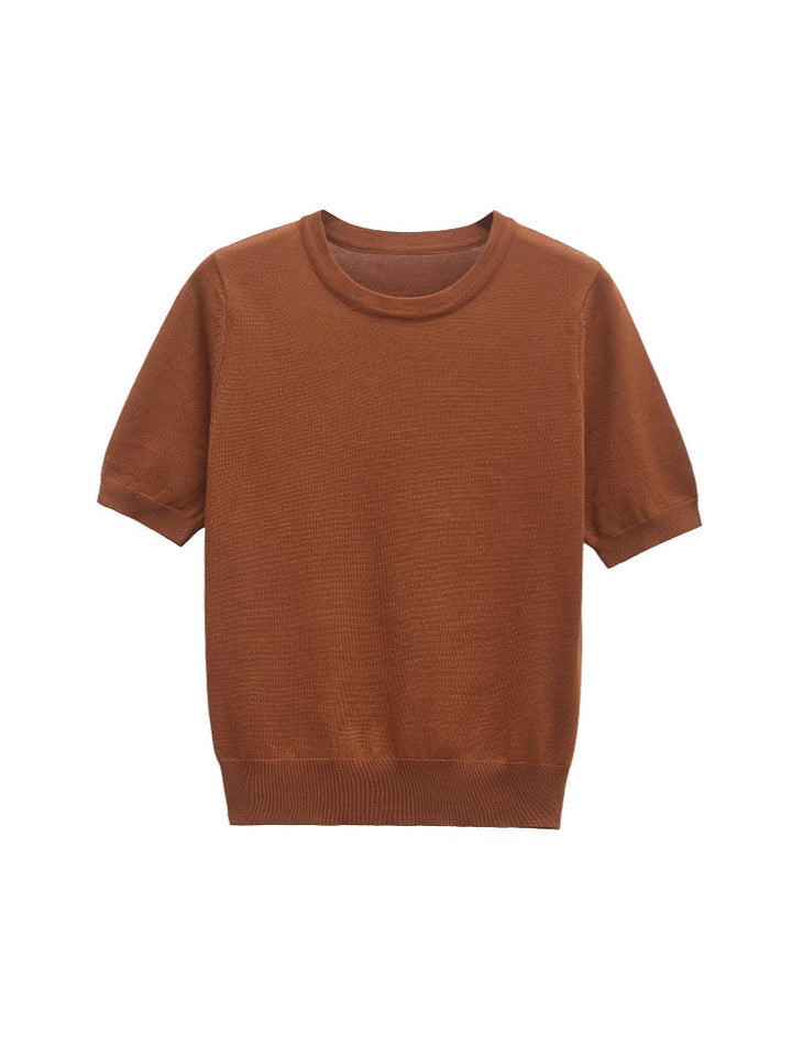 Damen Kurzarm Stricktop Drune
