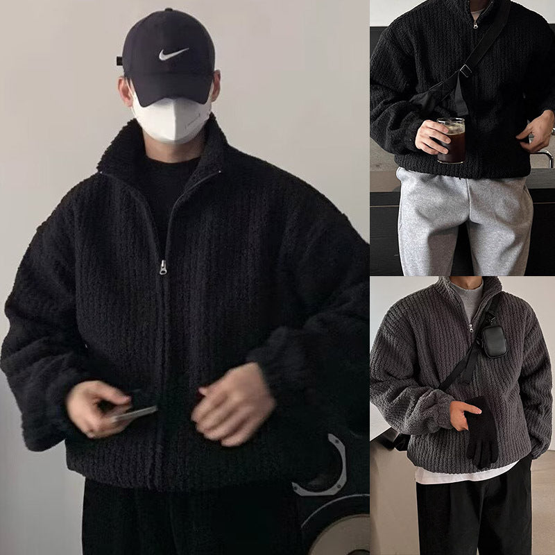 Herren Modische Oversized Jacke mit Stehkragen Drune
