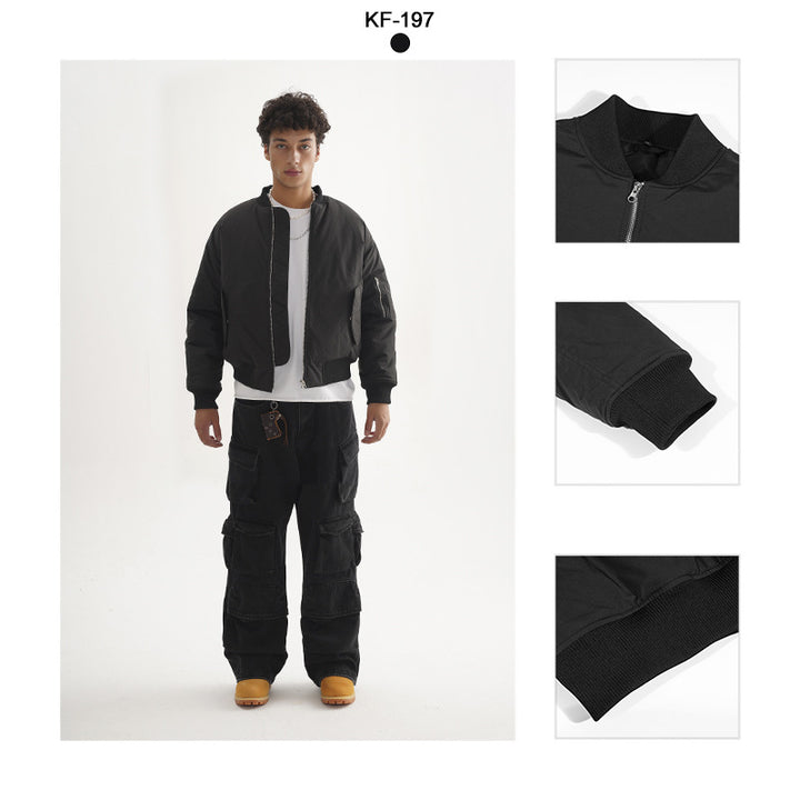 Herren Bomberjacke im Boxy‑Schnitt mit wattierter Thermofütterung, Rippbündchen und Ärmeltasche Drune
