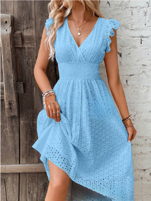 Damen Sommerkleid mit eleganten Spitzenärmeln Drune