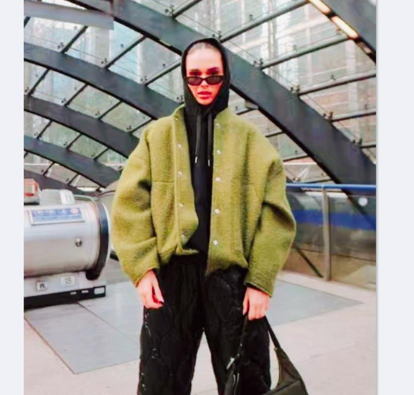 Damen Oversized Wolljacke mit knopflosem Design und weichem Innenfutter Drune