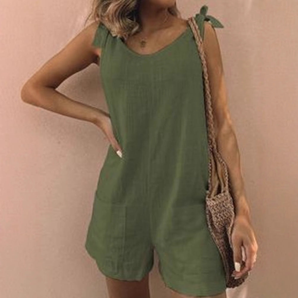 Damen Jumpsuit mit praktischen Taschen und verspielten Schulterbändern Drune