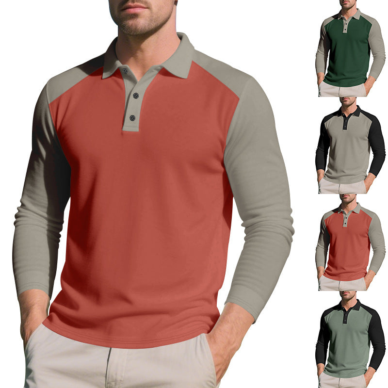 Herren Sportliches Langarmpoloshirt mit Kontrastärmel Drune