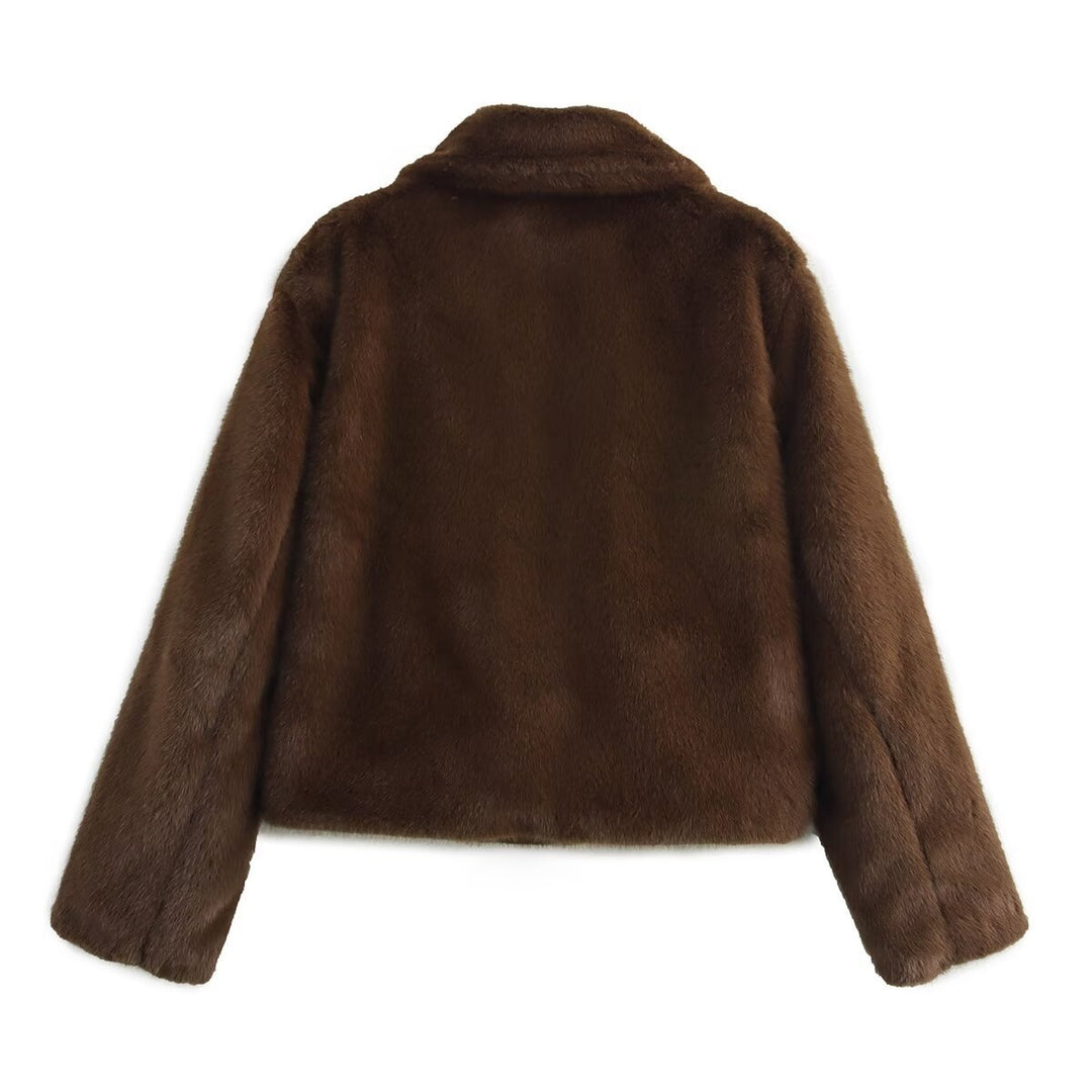 Damen elegante und weiche Kurzjacke mit Teddyfutter Drune
