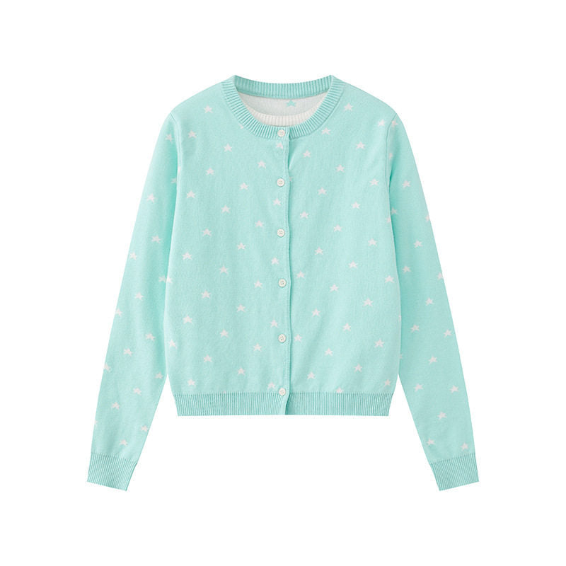 Damen Feinstrick-Cardigan mit Sternjacquard, Rundhals und Knopfverschluss Drune