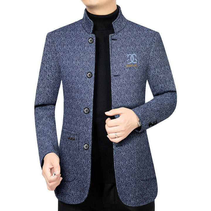 Herren Moderner Stehkragen-Blazer im Travel-Stil mit wattierter Innenfütterung Drune
