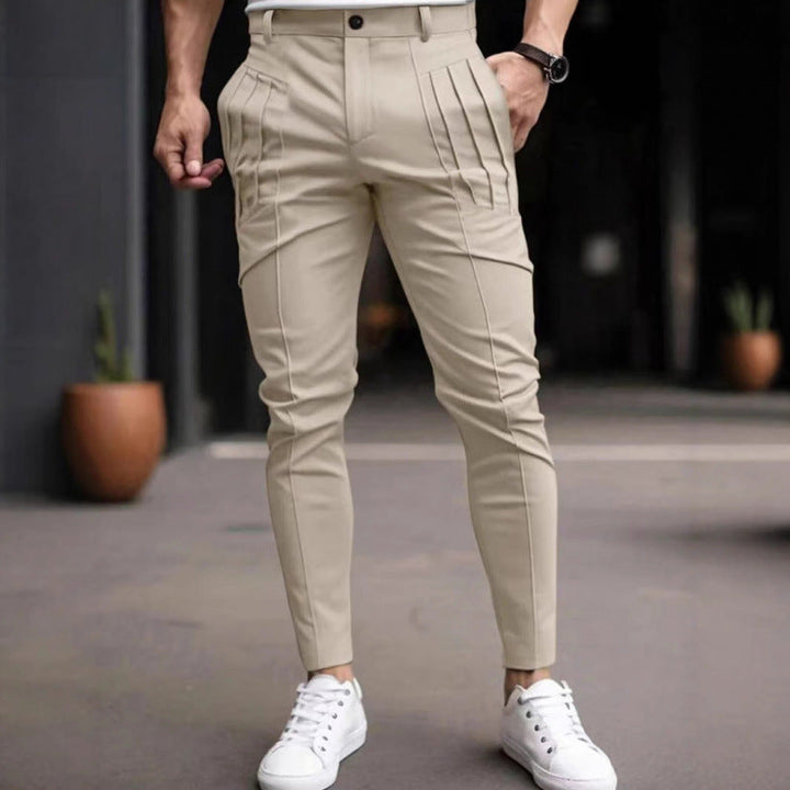 Herren stylische Slim-Fit Anzughose mit plissiertem Design Drune