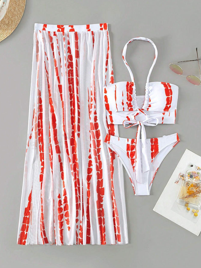 Damen Bikini-Set mit elegantem Maxirock und femininem Oberteil Drune