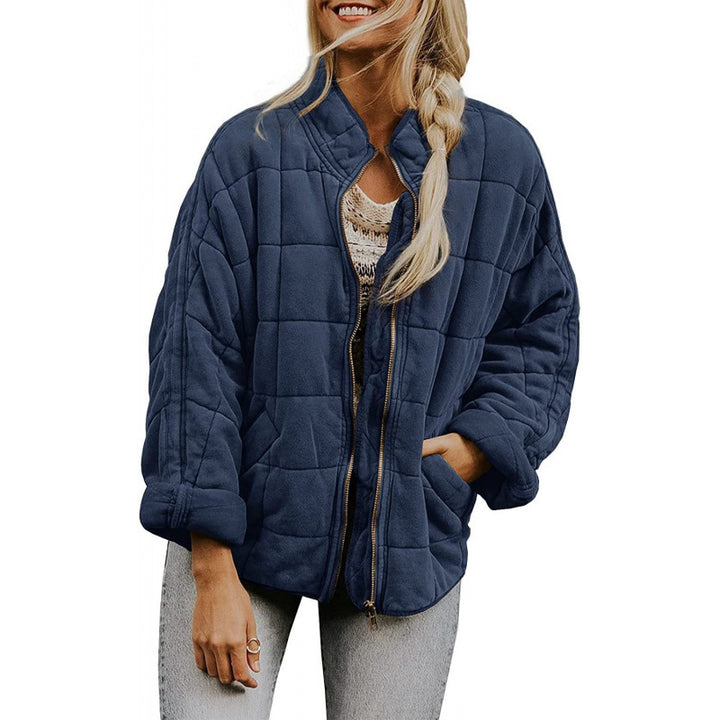 Damen Steppjacke im Oversized Schnitt mit Stehkragen und verdecktem Reißverschluss Drune