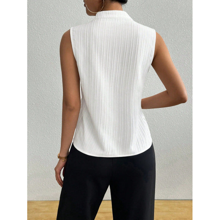 Damen Chicer Stehkragen-Top mit eleganter Rippstruktur Drune