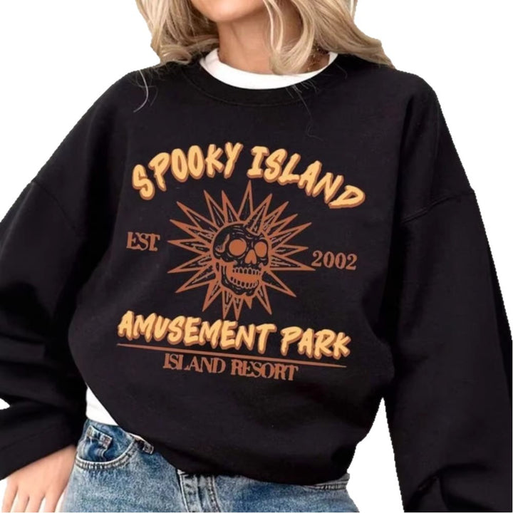 Damen nan lässiges Oversize-Sweatshirt mit Vintage-Schädel-Print und geripptem Saum Drune