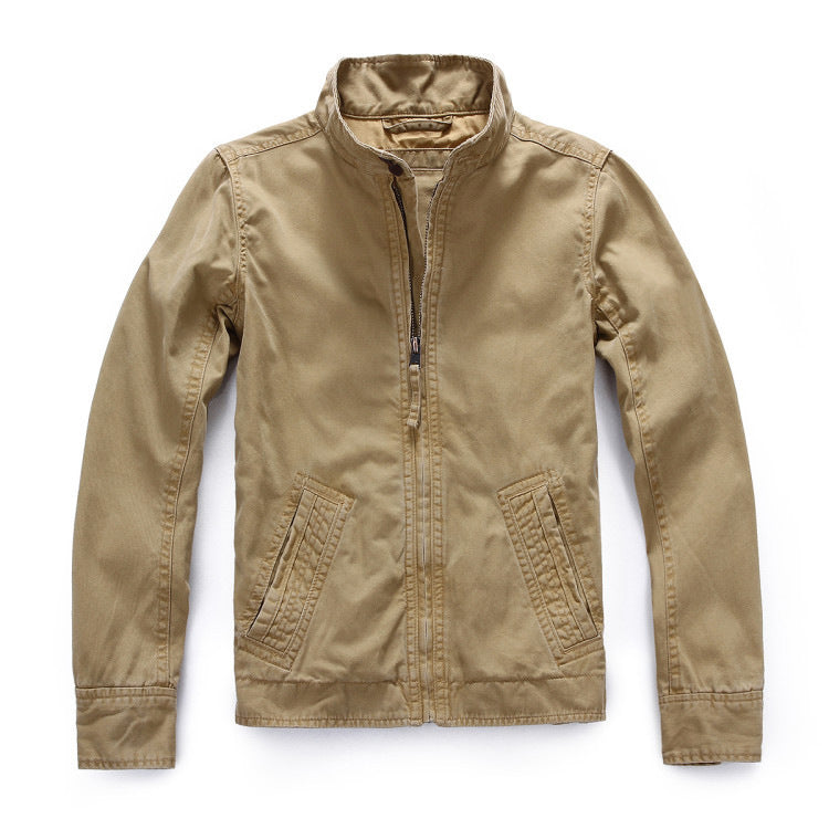 Herren leichte Baumwoll-Twill Feldjacke mit Stehkragen und Reißverschluss Drune