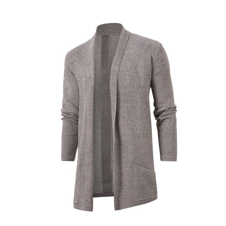 Damen nan langer offener Strickcardigan mit aufgesetzten Taschen und Schalkragen Drune