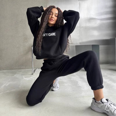 Damen Oversized Hoodie- und Jogginghose-Set aus French-Terry mit Statement-Print Drune