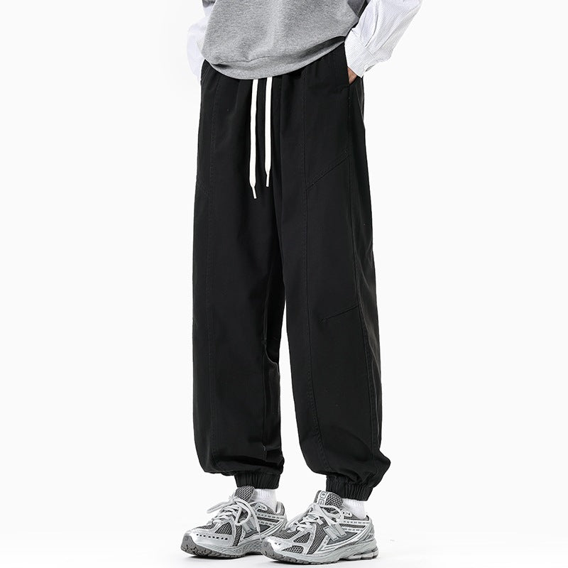 Herren Oversized Utility-Jogginghose aus robustem Baumwollmix mit Kordelbund, seitlichen Cargo‑Taschen & gerippten Bündchen Drune