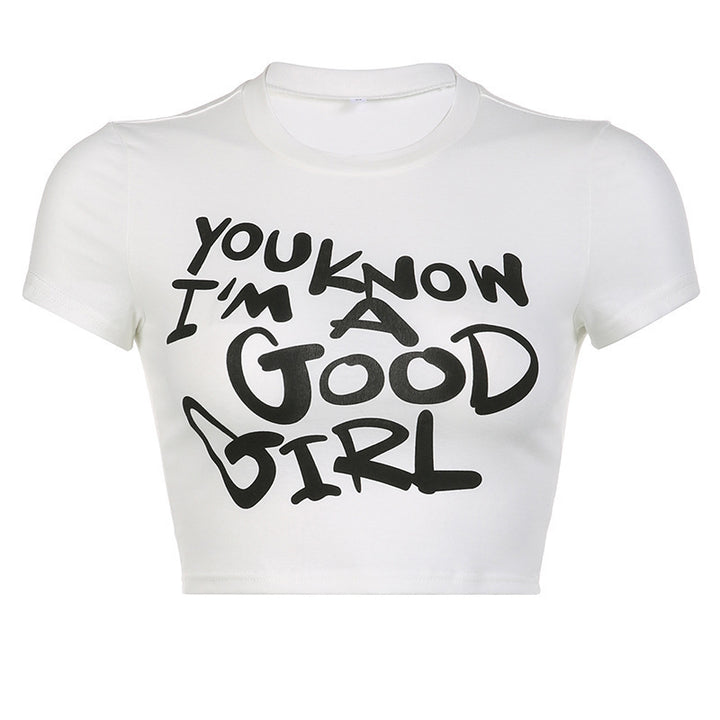 Damen Crop-T-Shirt mit kreativem Telefon-Design Drune
