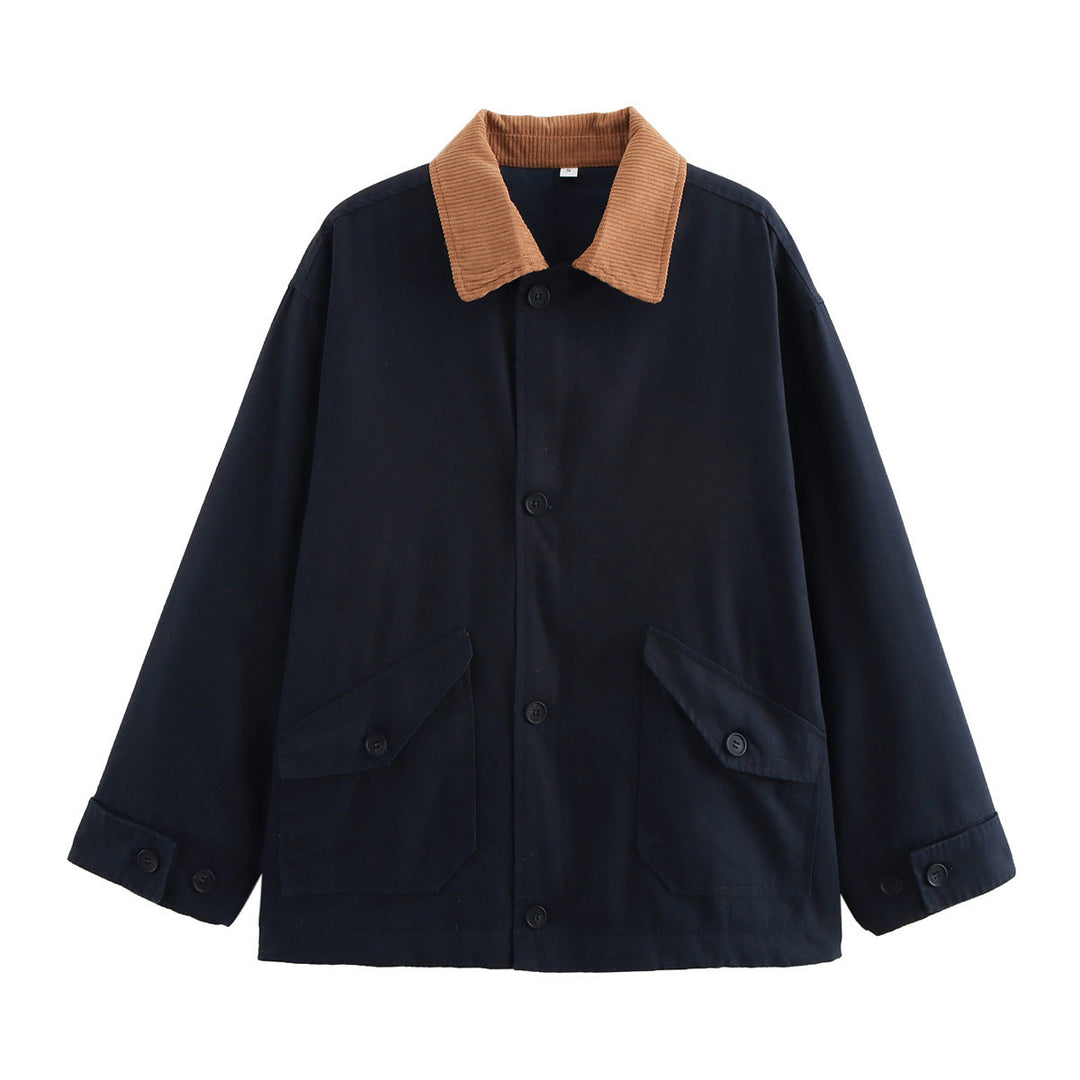 Damen nan oversized Utility-Jacke mit Cordkragen, Pattentaschen und Knopfverschluss Drune