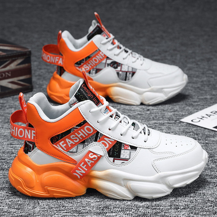 Unisex modische Plateau‑Chunky‑Sneaker mit grafischem Print, verstärkter Fersenlasche und dämpfender Hohlkammersohle Drune