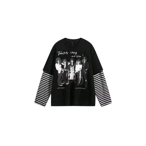 Damen Lässiges Oversized T-Shirt mit gestreiften Ärmeln Drune
