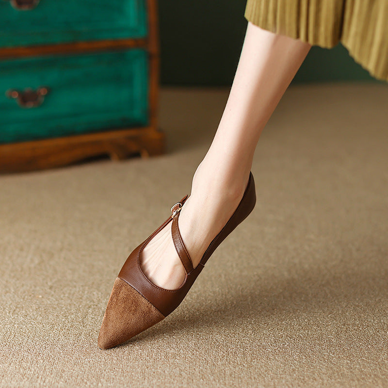 Damen Slingback Ballerinas mit klassischem Riemchen und spitzem Design Drune