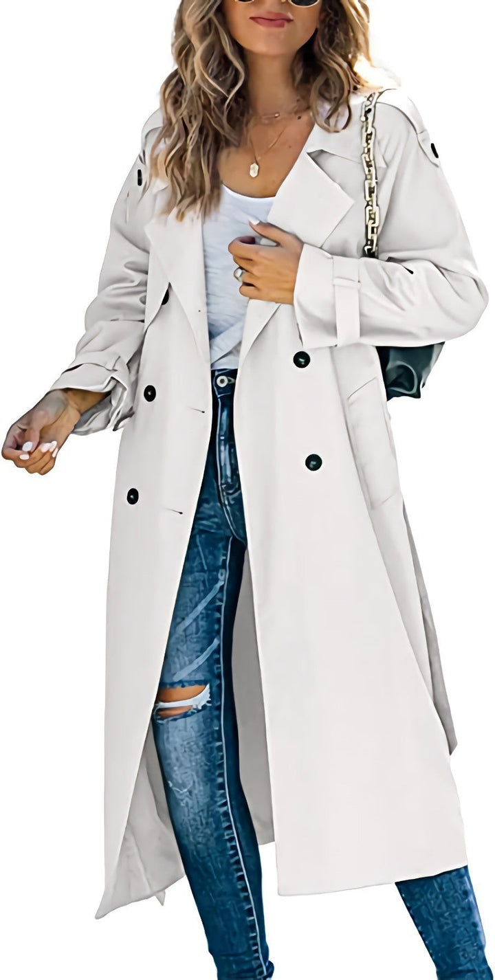 Damen Eleganter Trenchcoat im Oversize-Stil mit Taillengürtel Drune