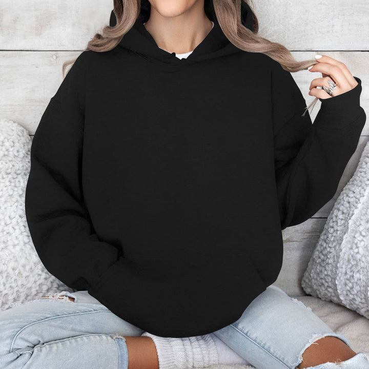 Damen Oversize-Kapuzenpullover im Cozy-Stil mit Kängurutasche und gerundetem Saum Drune
