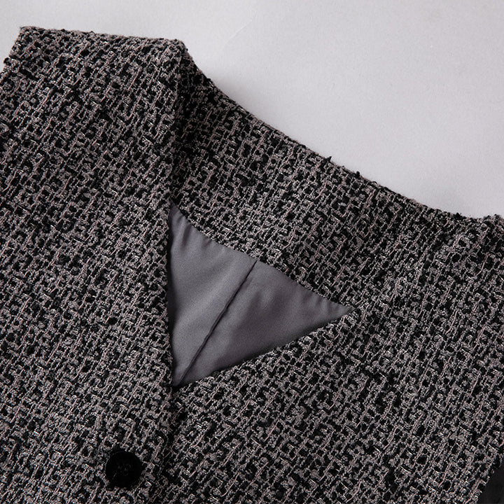 Damen Hochtaillierter Tweed-Midirock mit geradem Schnitt und leichter A‑Linie Drune
