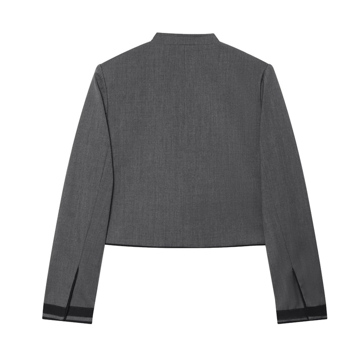 Damen nan taillierte Cropped-Jacke mit Mandarinkragen und dekorativen Froschverschlüssen Drune