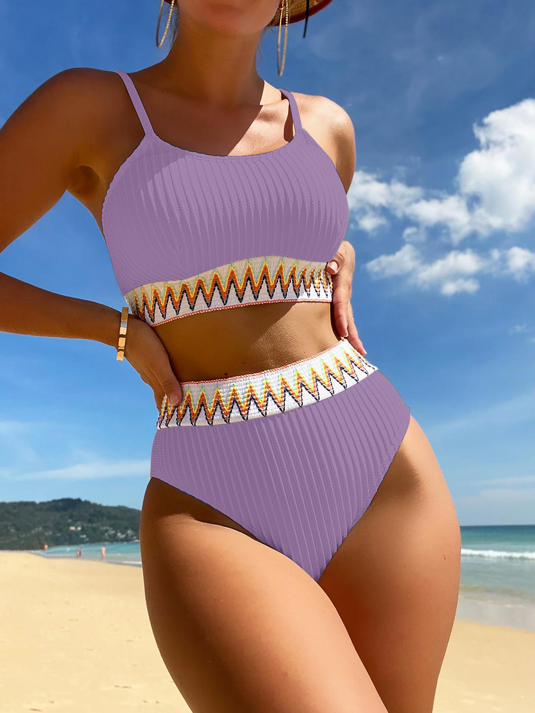 Damen Hochtailliertes Bikiniset mit raffinierten Zierdetails Drune