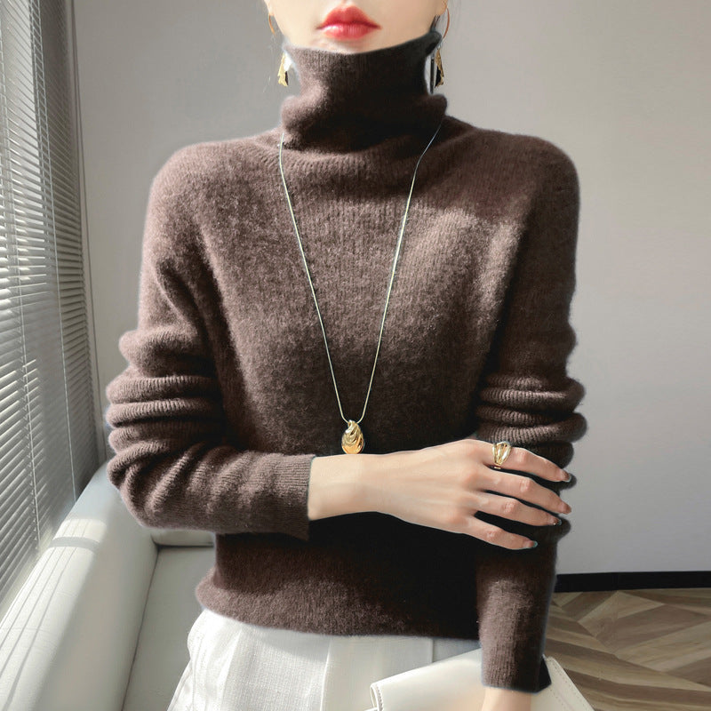 Damen Kurz geschnittener Rollkragenpullover aus weichem Kaschmir-Blend mit schmaler Silhouette Drune