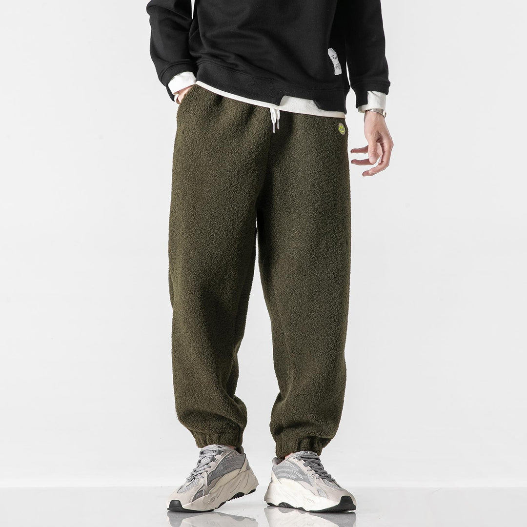 Herren Teddy-Fleece-Jogginghose mit elastischem Bund, Kordelzug und Bündchen Drune