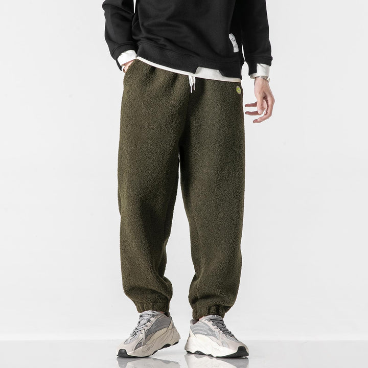 Herren Teddy-Fleece-Jogginghose mit elastischem Bund, Kordelzug und Bündchen Drune