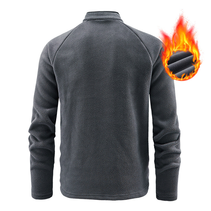 Herren Isolier-Fleece-Halbzip mit hohem Stehkragen, Raglanärmeln & Micro-Teddystruktur Drune