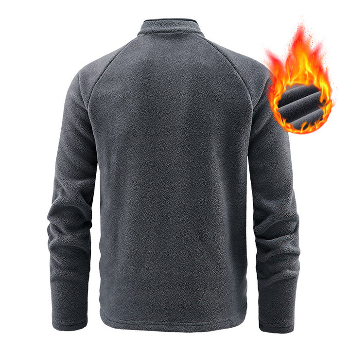 Herren Isolier-Fleece-Halbzip mit hohem Stehkragen, Raglanärmeln & Micro-Teddystruktur Drune