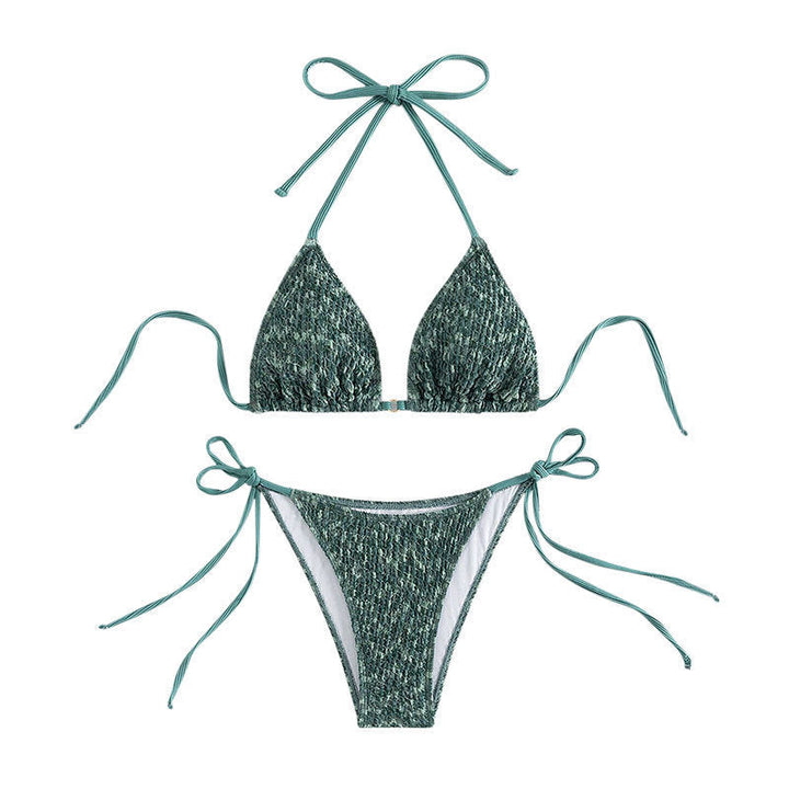 Damen Triangel-Bikini mit verstellbaren Schleifen und schimmerndem Gewebe Drune