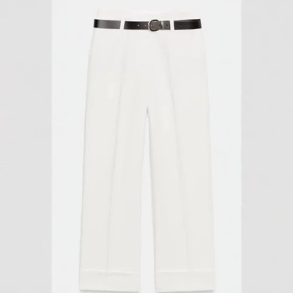 Damen Weite High‑Waist Palazzohose mit vertikalem Streifenmuster und elastischem Bund Drune