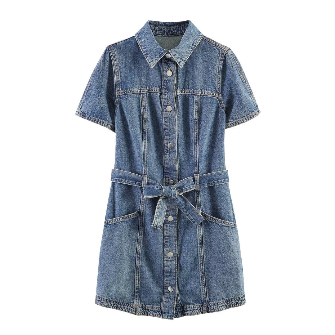 Damen Jeanskleid mit taillierter Silhouette und praktischen Taschen Drune