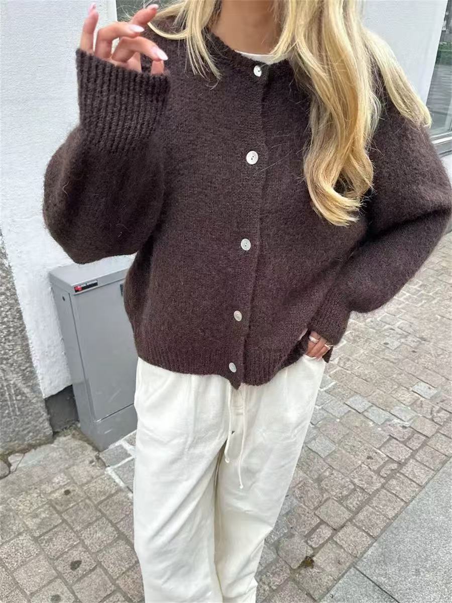 Drune | Damen Cashmere Cardigan mit Rundhalsausschnitt und Knopfverschluss