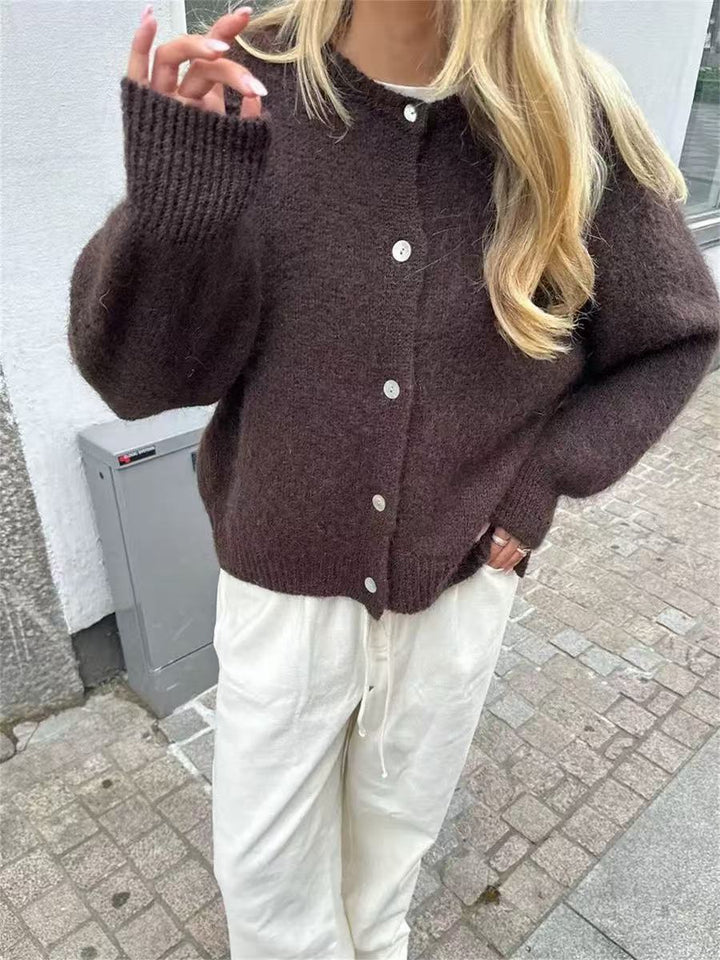 Drune | Damen Cashmere Cardigan mit Rundhalsausschnitt und Knopfverschluss