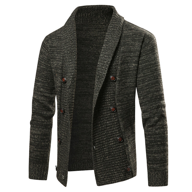 Herren nan Strickjacke mit Schalkragen und doppelter Knopfleiste Drune