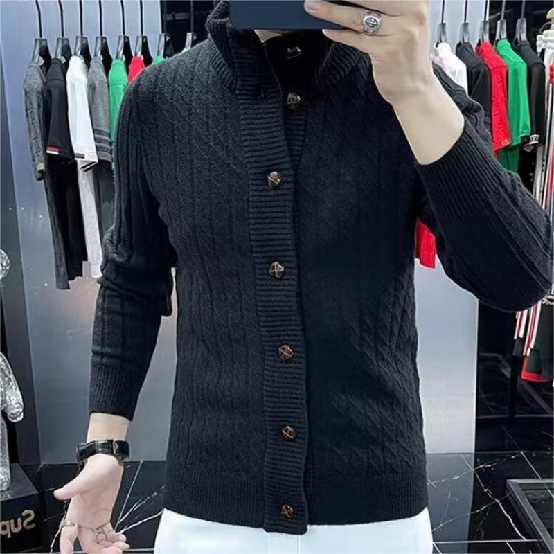 Herren Strickjacke mit strukturiertem Design und Knopfleiste Drune