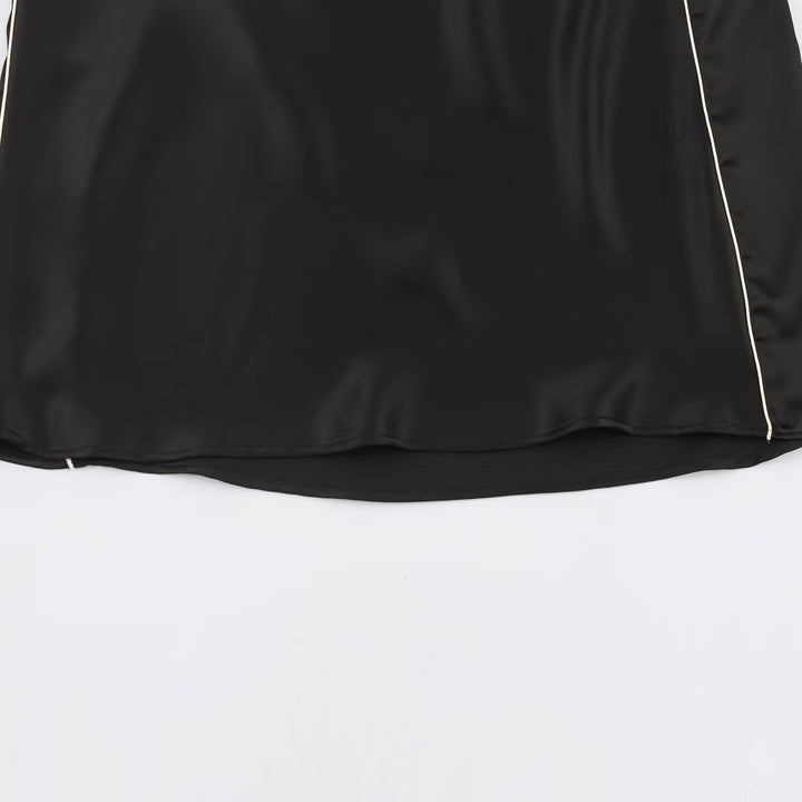 Damen Satin-Midirock mit seitlichem Paspelband und A-Linien-Schnitt Drune