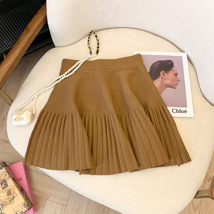 Damen Plissierter Rock mit elastischem Bund und weichem Material Drune