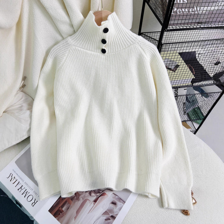 Damen warmer Rollkragenpullover aus weichem Strickmaterial Drune