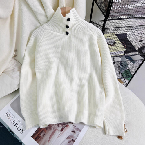 Damen warmer Rollkragenpullover aus weichem Strickmaterial Drune