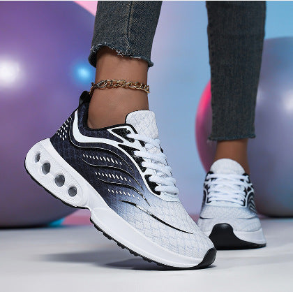 Damen nan sportive Strick-Laufschuhe mit belüfteter Luftkammersohle und ergonomischer Abrollsohle Drune