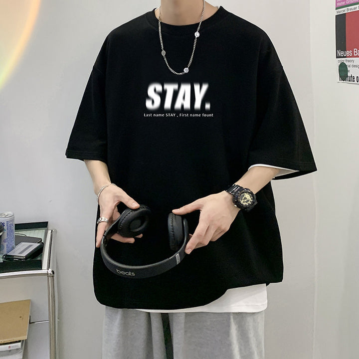 Herren Oversized T-Shirt mit modernem Schriftzug Drune