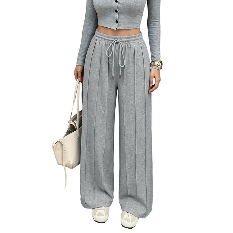Damen Weite Palazzo-Hose mit Taillenkordel Drune