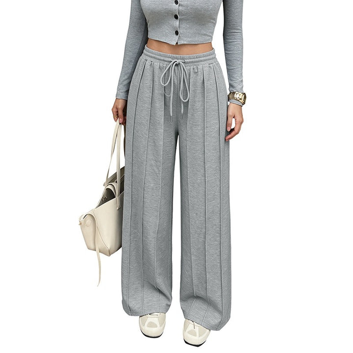 Damen Weite Palazzo-Hose mit Taillenkordel Drune